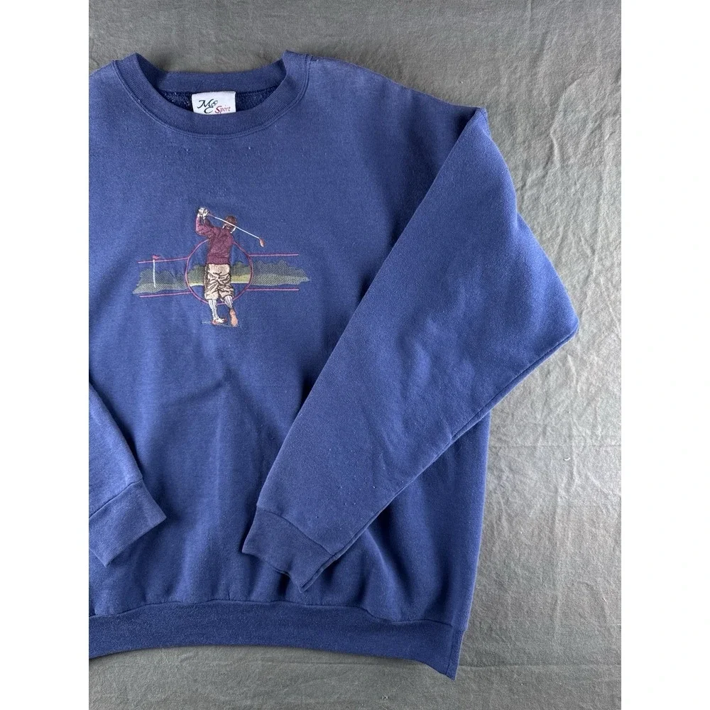 Vintage Golf Sweatshirt Embroidered Golfer Crewneck Pullover XL 90s